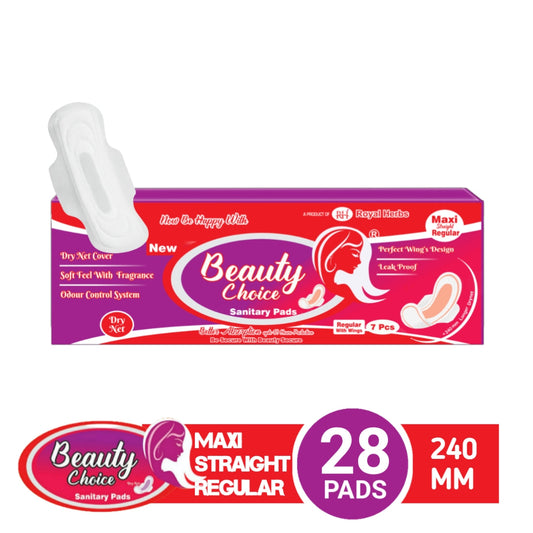 Beauty Choice Regular with Wings – 240mm Dry Net Cover, 12H Comfort Lock (28 Pads)