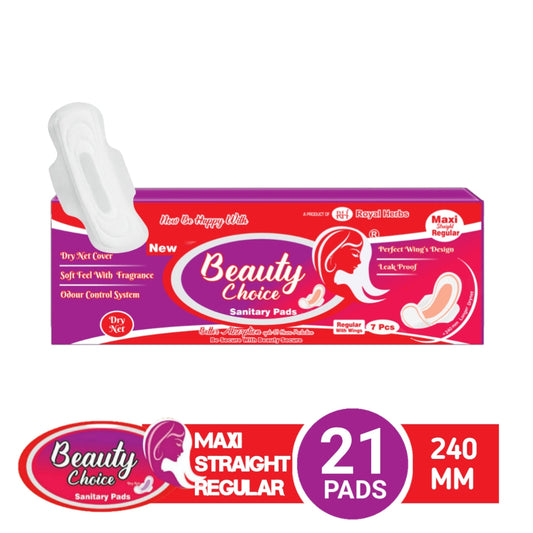Beauty Choice Regular with Wings – 240mm Soft Dry Net, 12H Odour-Free Protection (21 Pads)