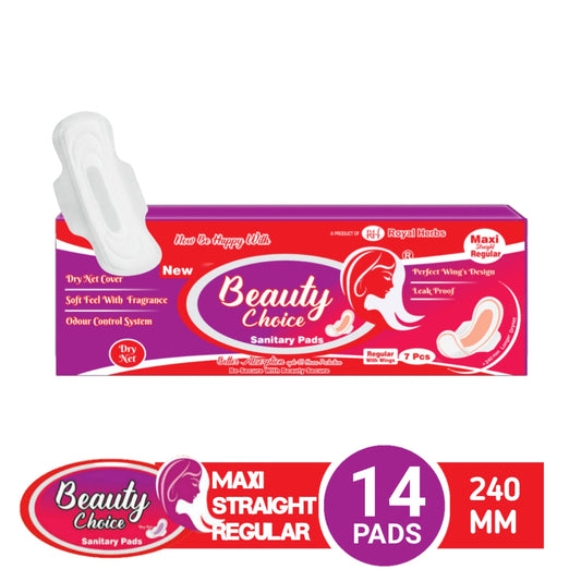 Beauty Choice Regular with Wings – 240mm Dry Net Comfort & Leak Protection (14 Pads)
