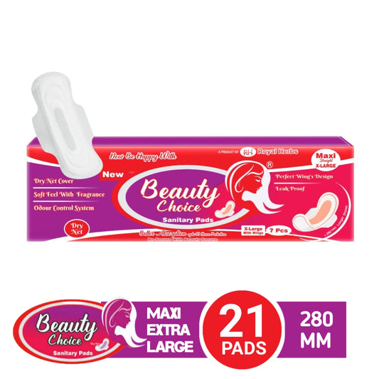 Beauty Choice Maxi XLarge with Wings – All-Day Dryness & Secure Fit (21 Pads)