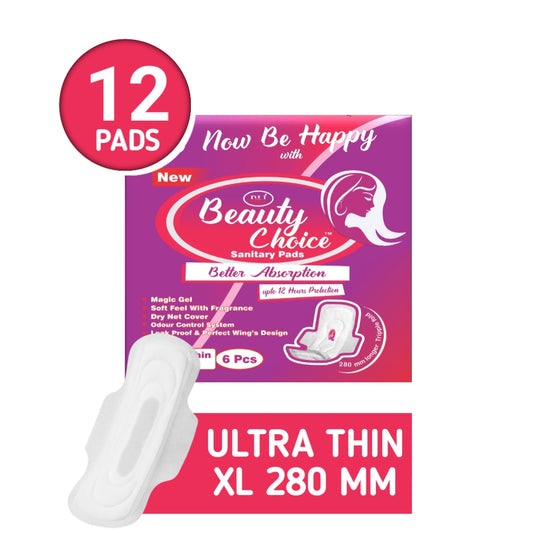 Beauty Choice Ultra XL 12 Pads – Dry Net Comfort, Leak-Proof Wings, 12-Hour Odour Control