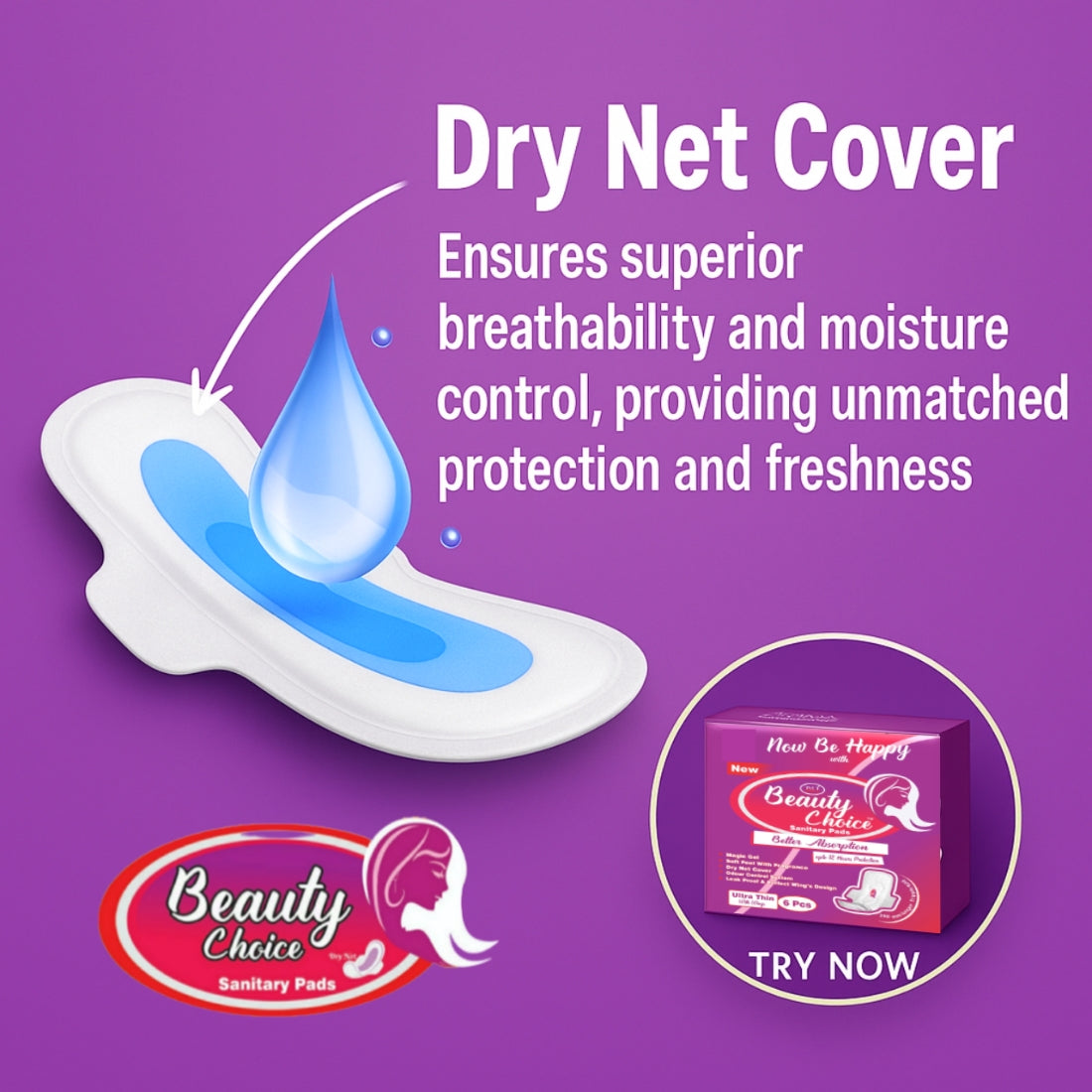 Beauty Choice Ultra XL 12 Pads – Dry Net Comfort, Leak-Proof Wings, 12-Hour Odour Control