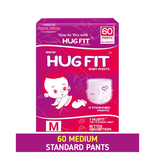 Hugfit Standard Baby Pant Diapers – Medium (60 Premium Pants)