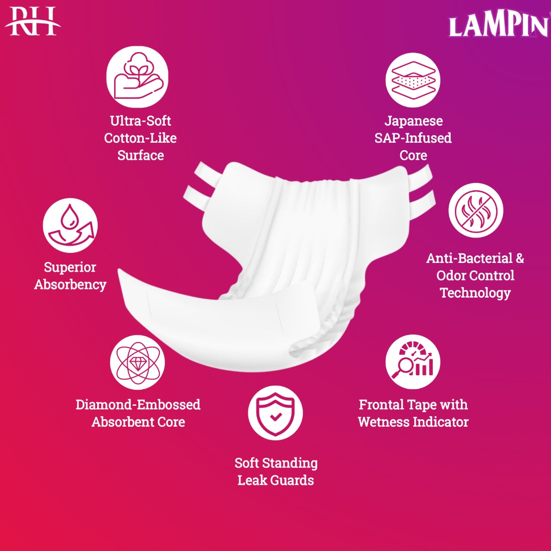 Lampin Economy Adult Diapers – XXLarge | 20 Advanced Protection Diapers