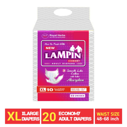 Lampin Economy Adult Diapers – XLarge | 20 Premium Protection Diapers