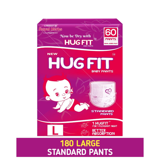 Hugfit Standard Baby Pant Diapers – Large (180 Premium Pants)
